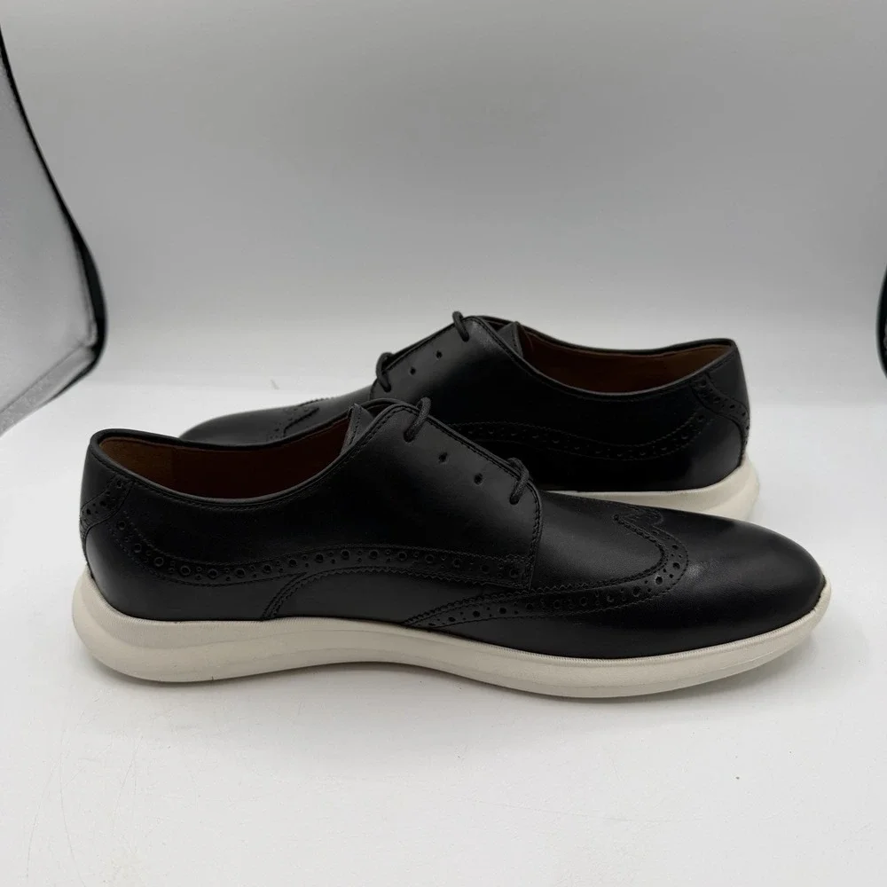 Johnston‎ & Murphy Wingtip Shoes Mens 9.5 M Black Sheepskin Lightweight Trufoam